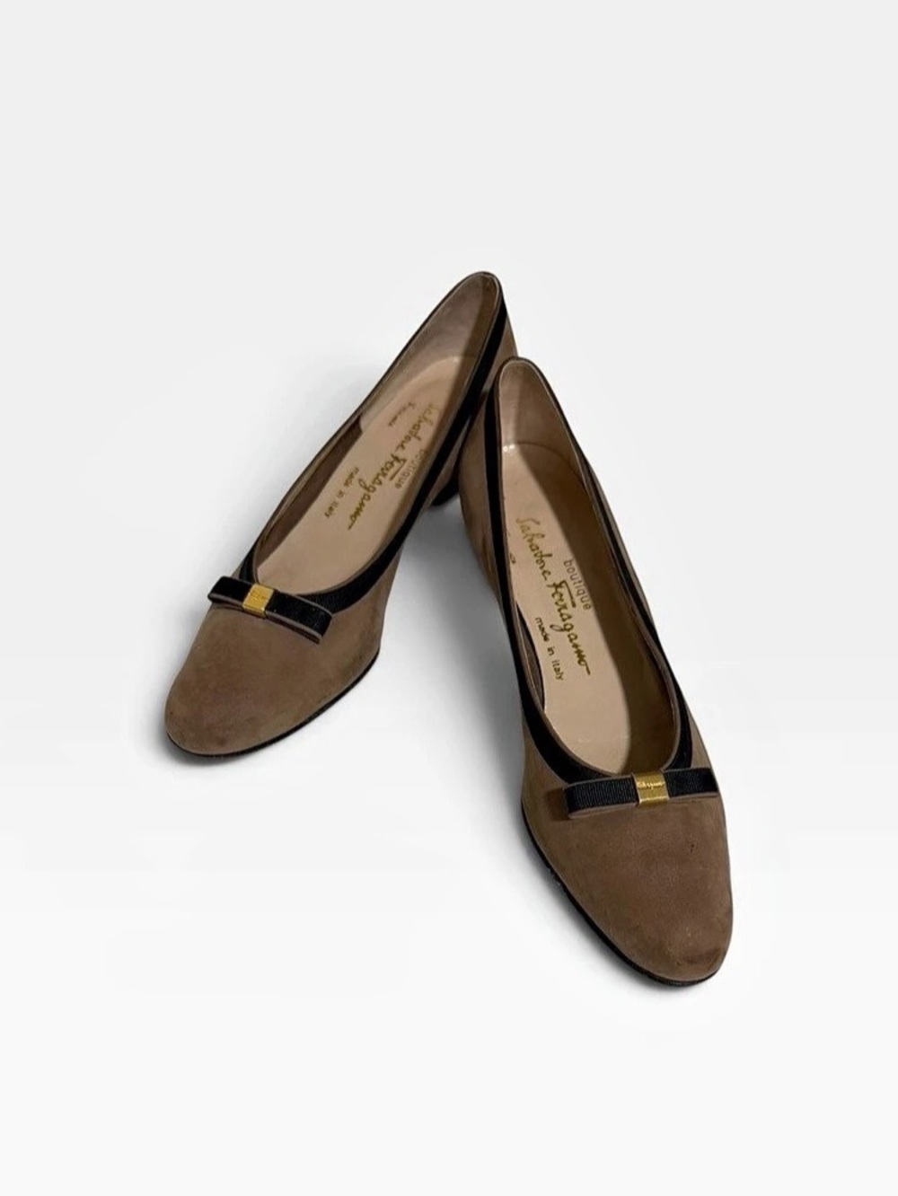 Salvatore Ferragamo Vara Bow Pumps Brown & Black US 9.5